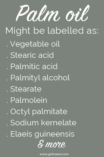 Alternative names for palm oil you might find on labels