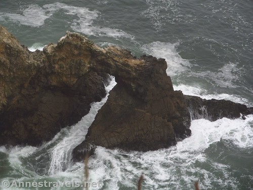 What you can see from the Chimney Rock Overlook: a sea arch, Point Reyes National Seashore, California